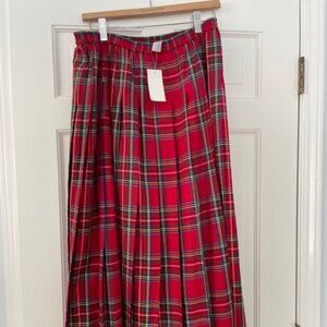 Marisa Christina XL Red Tartan Pleated Skirt